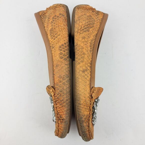 Donald J Pliner Mystic Beaded Flats Snakeskin Embellished Loafers Size 10M - Picture 6 of 11